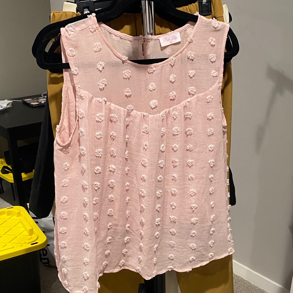 Pink Lily Blush Textured Sleeveless Blouse
